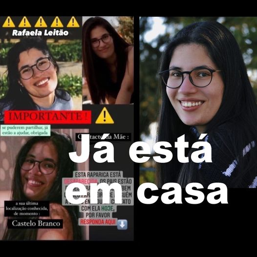 Rafaela Inês Leitão "já está em casa"