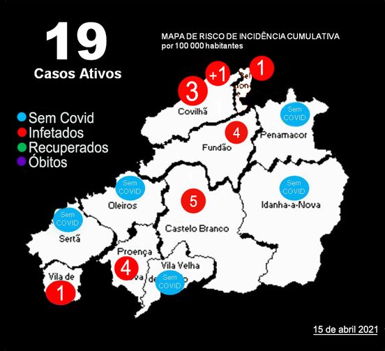 Mapa Covid-19 || Distrito de Castelo Branco || 15 de Abril