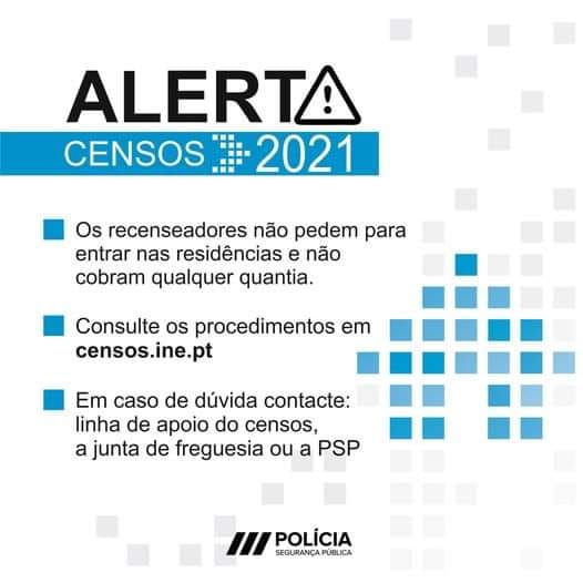 PSP alerta para eventuais fraudes na realização dos Censos 2021