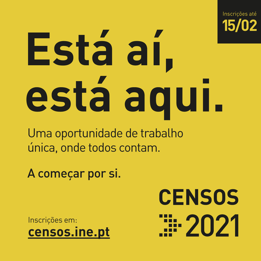 Vêm aí os Censos 2021.