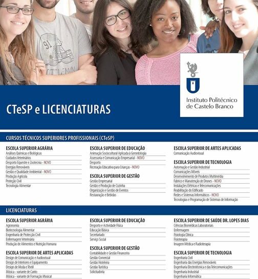 Licenciaturas e CTeSP nas 6 escolas superiores