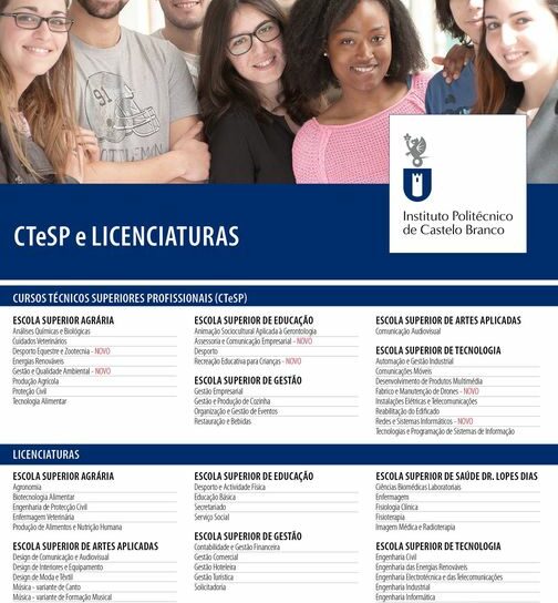 Licenciaturas e CTeSP nas 6 escolas superiores