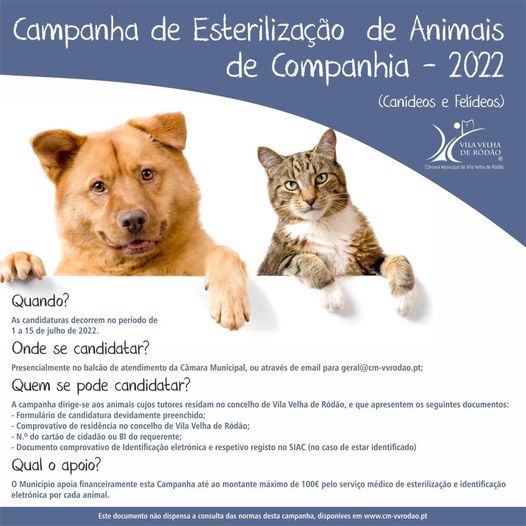 Câmara Municipal de Vila Velha de Ródão promove Campanha de Esterilização de Ani