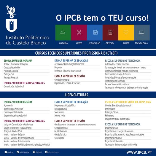 Encontra o TEU curso de ensino superior público no Politécnico de Castelo Branco