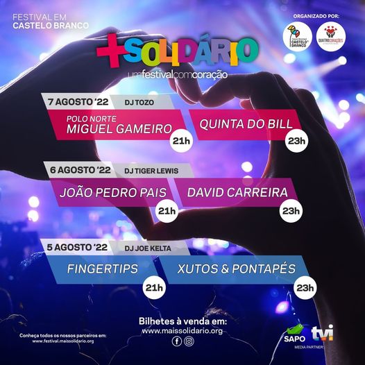 O Festival Mais Solidário2022 realiza-se de 5 a 7 de agosto, em Castelo Branco,