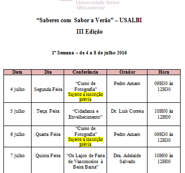 Universidade de Verão na USALBI
