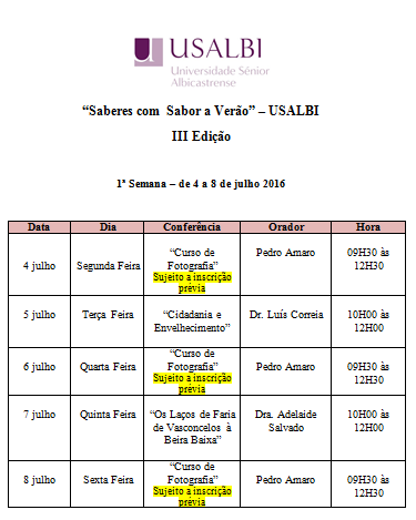 Universidade de Verão na USALBI