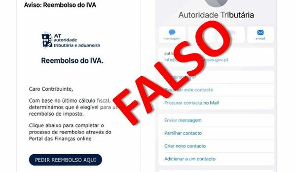 Autoridade Tributária e Aduaneira Alerta mensagens falsas
