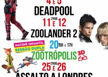 Programação de cinema do mês de março do Cineteatro Tasso do Clube da Sertã: