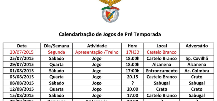 Jogos da pré-Temporada