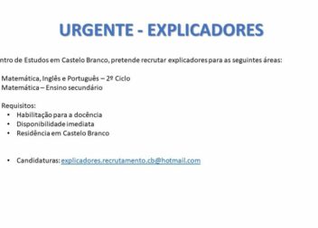 Recrutamento de explicadores || Castelo Branco