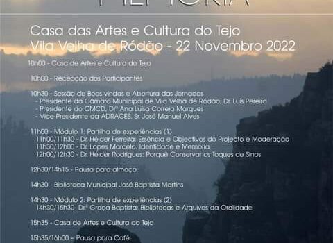 I Jornadas de Cuidadores da Memória,  terça-feira, dia 22 de novembro, em Vila V