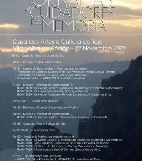 I Jornadas de Cuidadores da Memória,  terça-feira, dia 22 de novembro