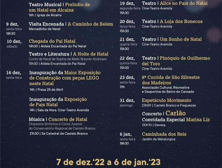 Veja já o programa completo do Natal em Castelo Branco: Pai Natal chega à Aldeia