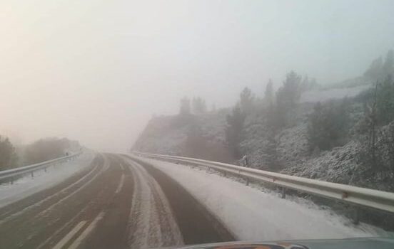 Oleiros - Cuidados na condução na zona do Alto da Isna com neve