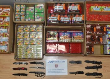 PSP apreende armas brancas e material pirotécnico