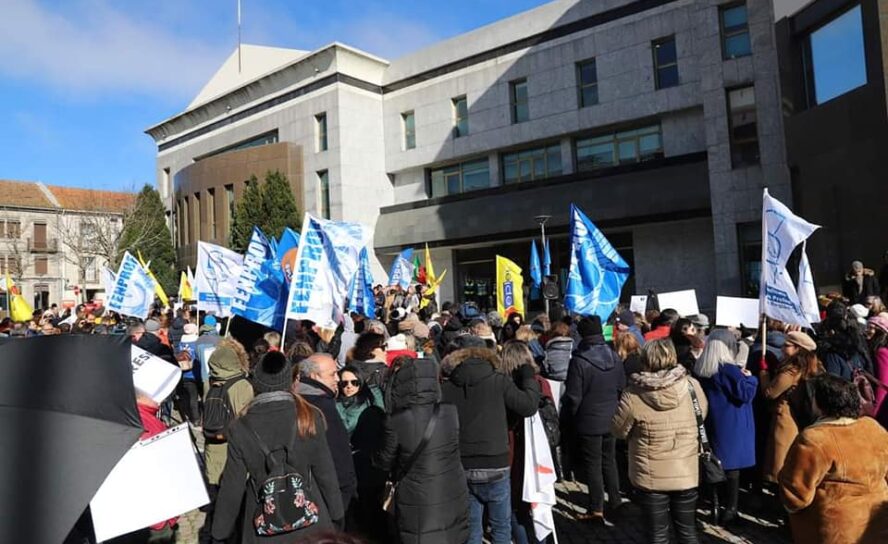 Professores em protesto na cidade da Guarda.