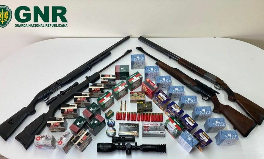 GNR apreende quatro armas de fogo e mais de 1000 munições por ameaças