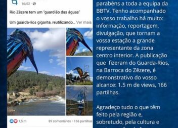 Paulo Leitão felicita a Beira Baixa Tv e deixa uma nota de agradecimento a todo