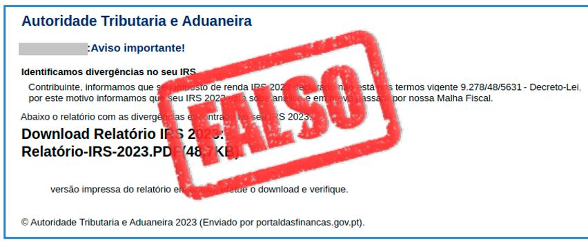 Fisco alerta para mensagem fraudulenta