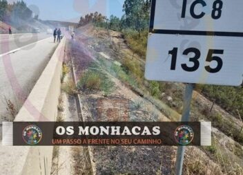 Incêndio que deflagrou na berma do IC8, ao km 135, antes do nó do Peral