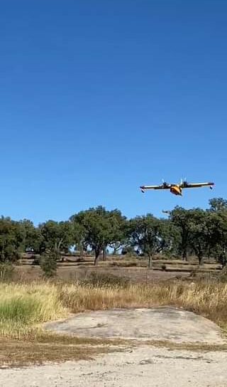 Meios aéreos abastecem na Barragem da Marateca