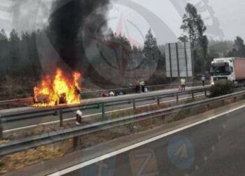 Carro arde totalmente na A23