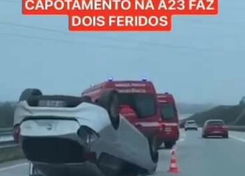Automóvel capota na A23 e faz dois feridos