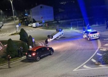 Despiste seguido de capotamento aparatoso na Guarda