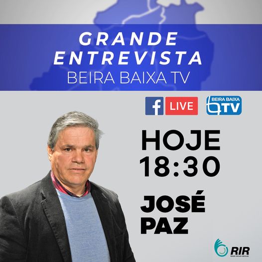 Hoje às 18h30 Grande Entrevista com José Paz.
