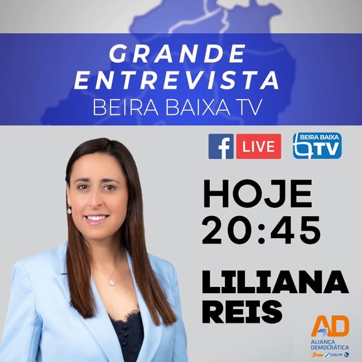 Hoje às 20h45 Grande Entrevista com Liliana Reis.