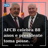 May be an image of 2 people and text that says 'BEIRA BAIXA QTV AFCB celebra 88 anos e presidente toma posse. BEIRA BAIXA TV'