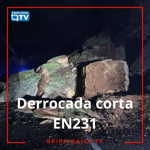 Estrada Nacional 231 em Seia cortada por queda de rochas