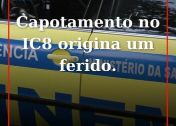Um despiste seguido de capotamento de um veículo ligeiro de passageiros no IC8,