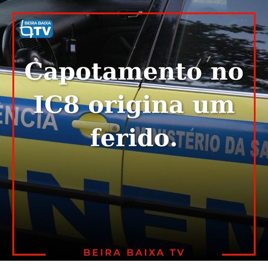 Um despiste seguido de capotamento de um veículo ligeiro de passageiros no IC8,