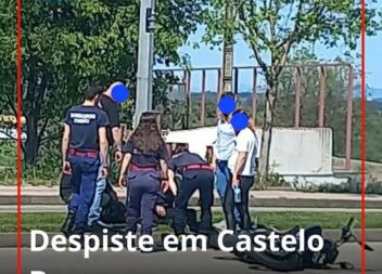 Um motociclo despistou-se junto ao Continente Modelo de Castelo Branco, esta tar