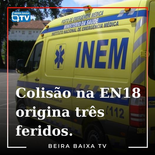Uma colisão entre um veículo ligeiro de mercadorias e um de passageiros