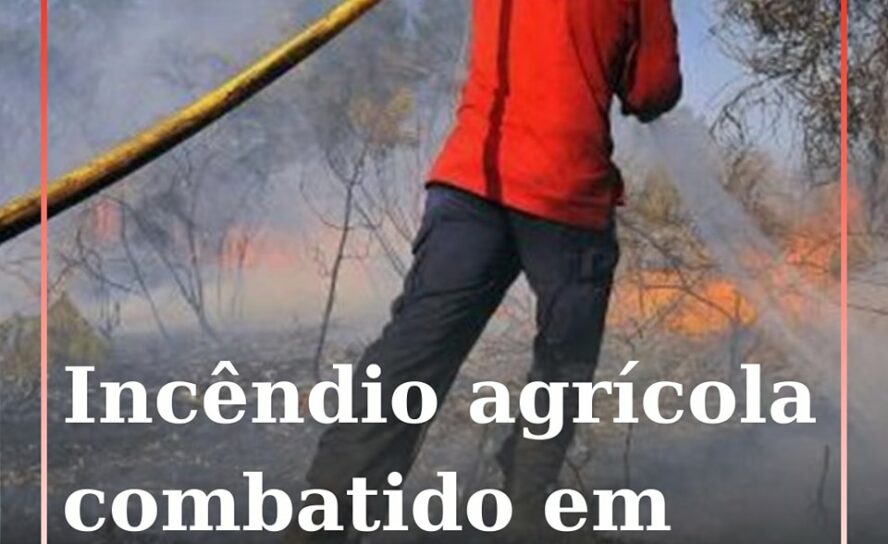Um meio aéreo foi mobilizado para combater um incêndio agrícola que deflagrou ju