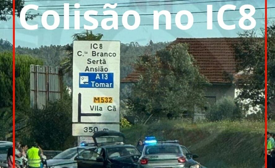 Duas viaturas ligeiras colidiram no IC8, próximo do cruzamento para Vila Cã.