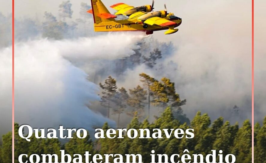 Incêndio florestal mobiliza 4 meios aéreos