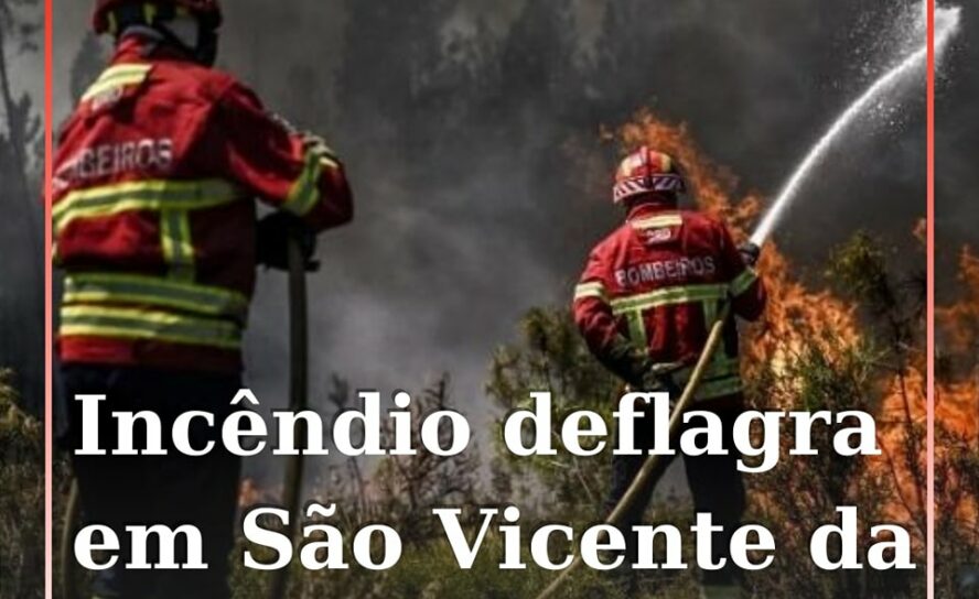 Um incêndio deflagrou numa zona de mato na localidade de São Vicente da Beira