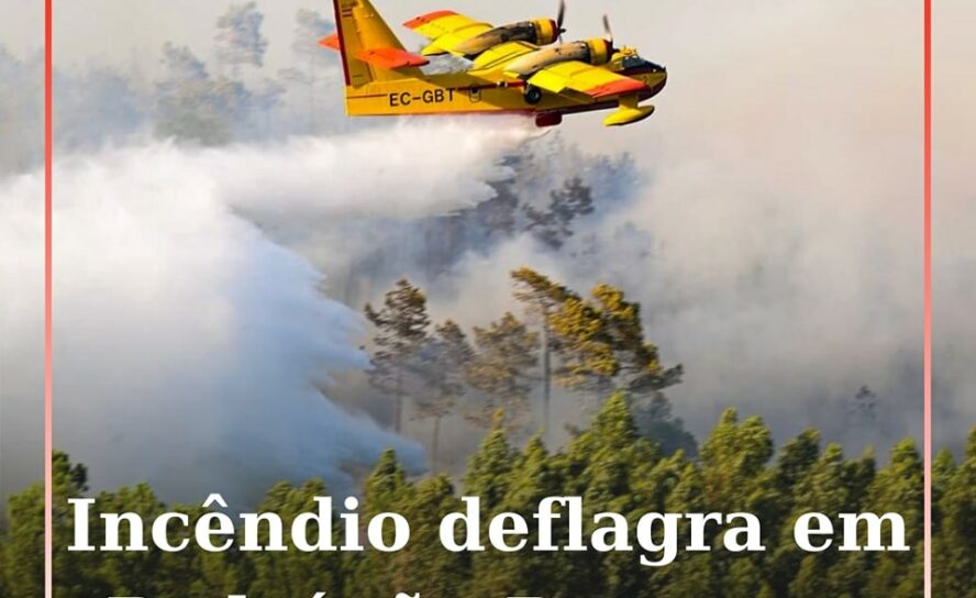 Um incêndio deflagrou numa zona de povoamento florestal, em Pedrógão Pequeno