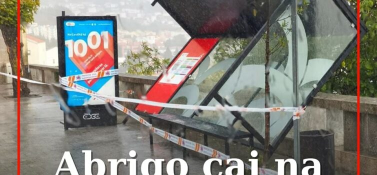 Um abrigo na paragem de autocarros na Garagem de S. João, na cidade da Covilhã,