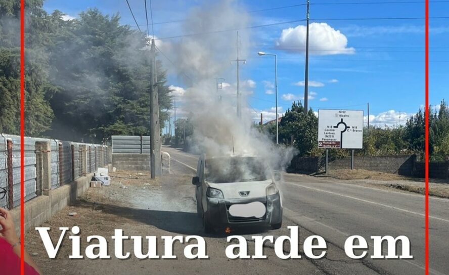 Uma viatura ligeira sofreu um incêndio rodoviário em Alcains