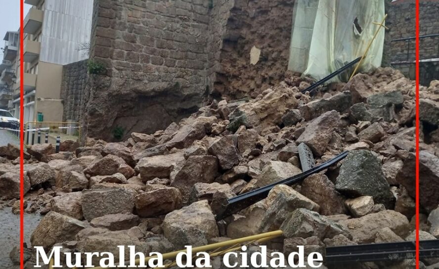 Castelo Branco: Derrocada na muralha da cidade causa danos materiais