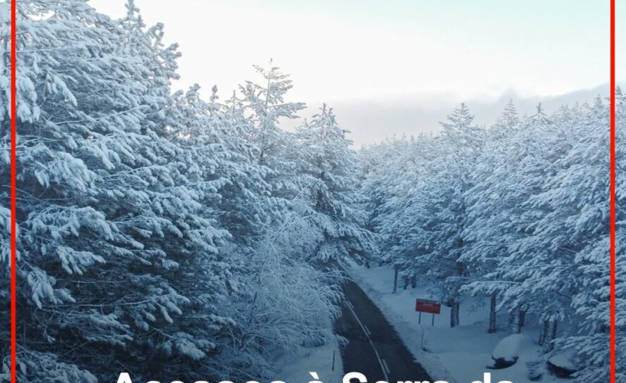 Estão neste momento cortados os acessos à torre da Serra da Estrela devido à que