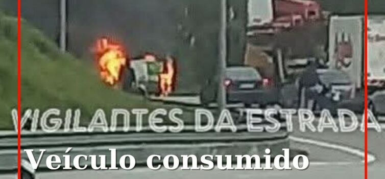 Veículo incendiado junto à Penha, em Portalegre