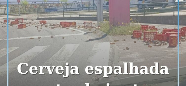 Cerveja espalhada na estrada junto ao Alegro