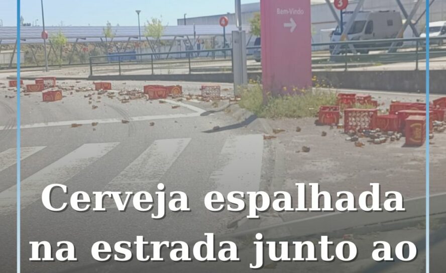 Cerveja espalhada na estrada junto ao Alegro