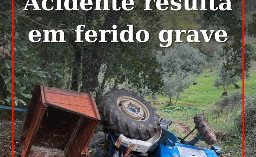 Despiste de trator resulta em ferido grave
